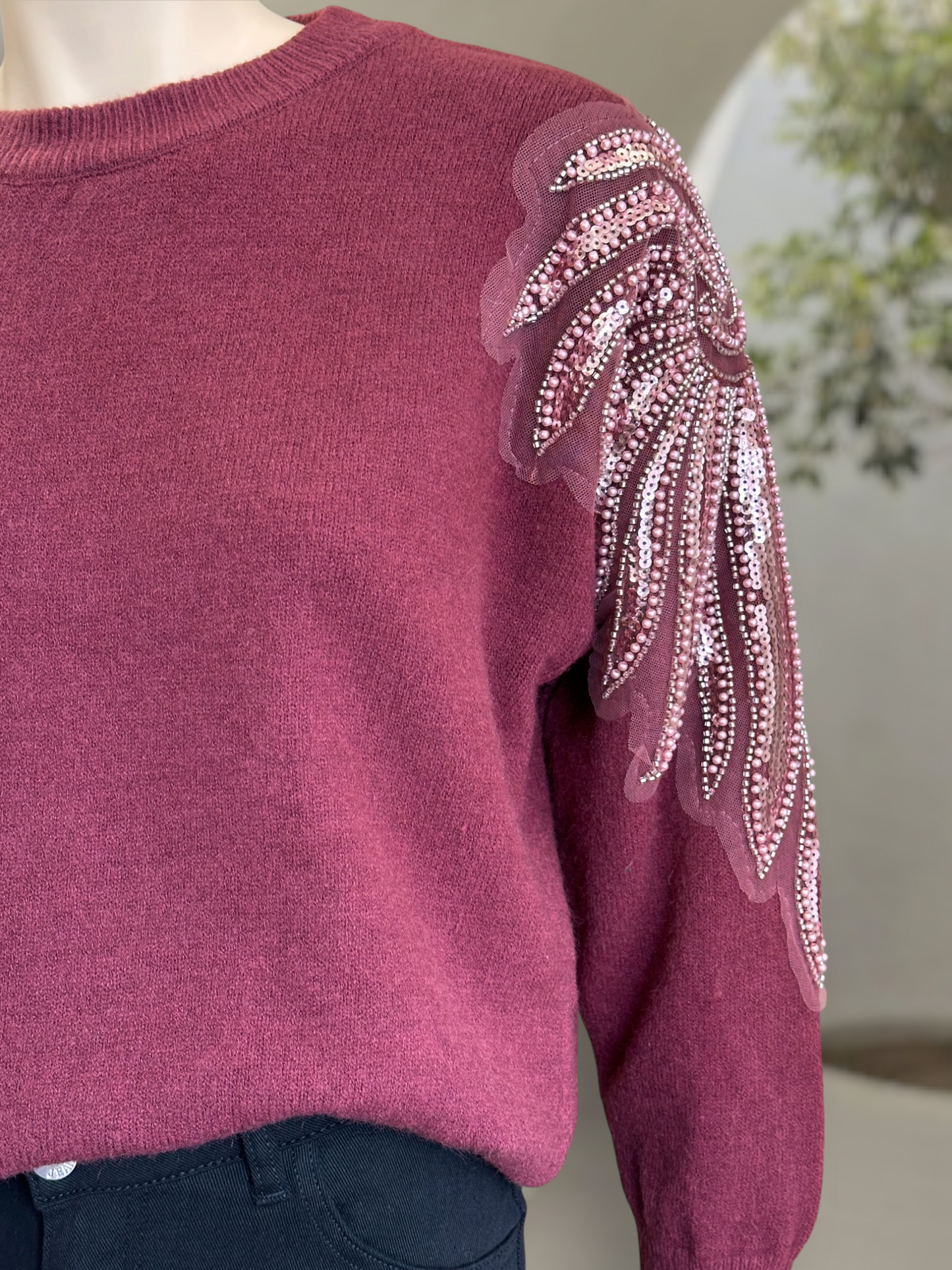 Sweater Pearl Borgoña