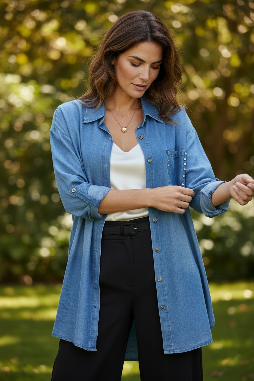 Blusón Mezclilla Azul - Diseño Italiano