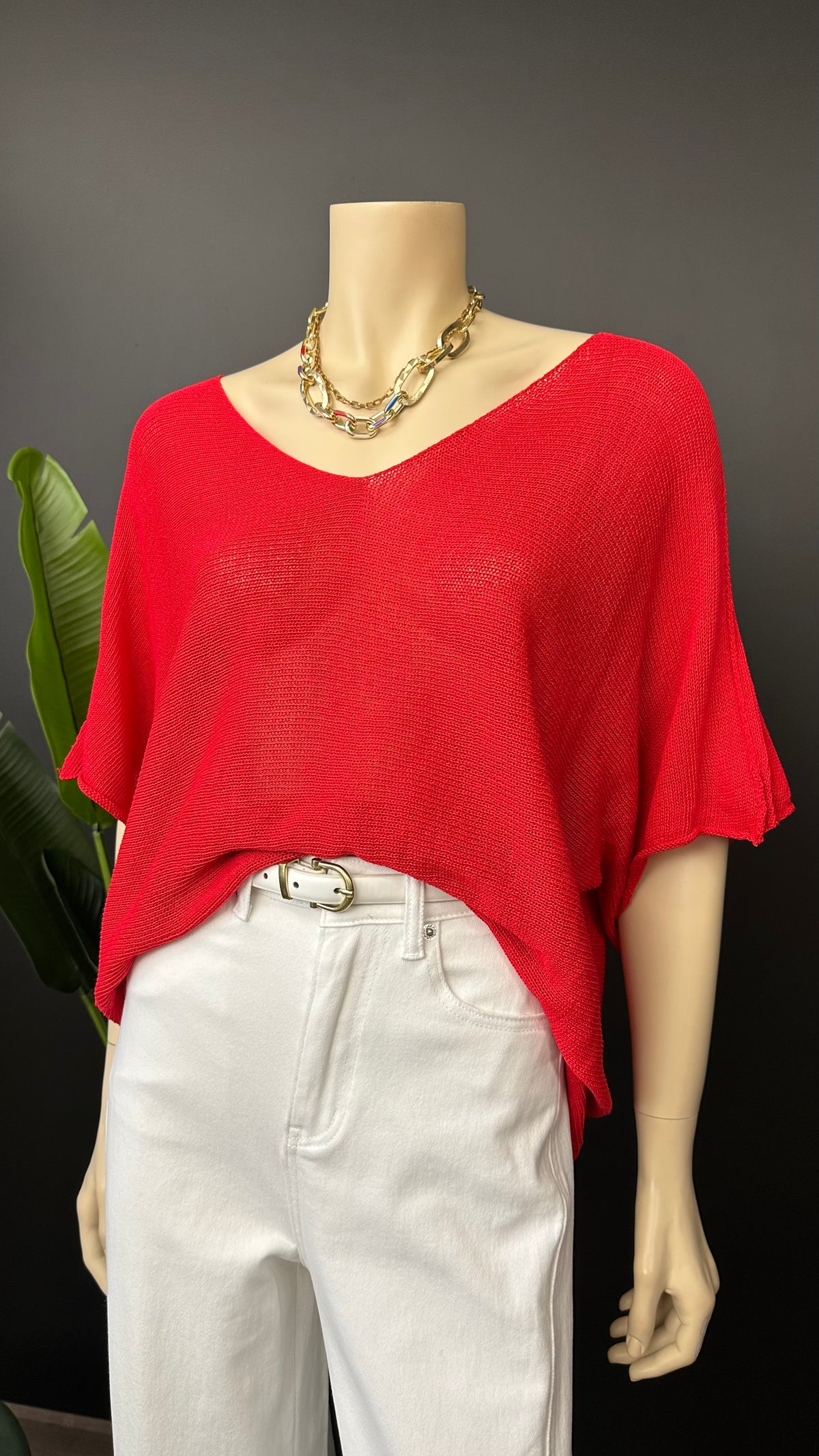Tejido Hilo Italiano Oversize Rojo
