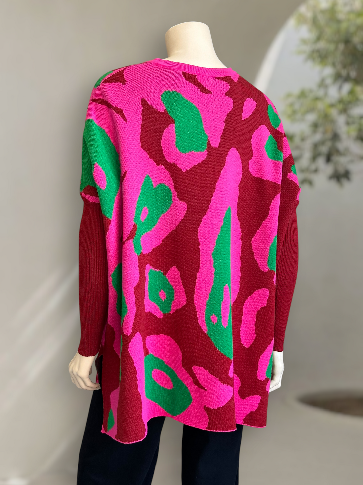 Sweater Poncho Neón Wild Rojo