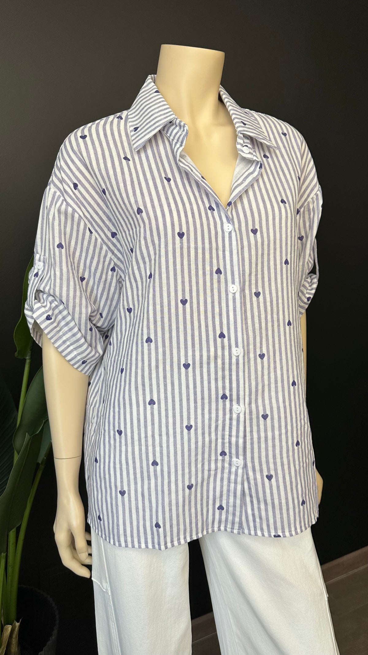 Blusa Rayas & Corazones Azul