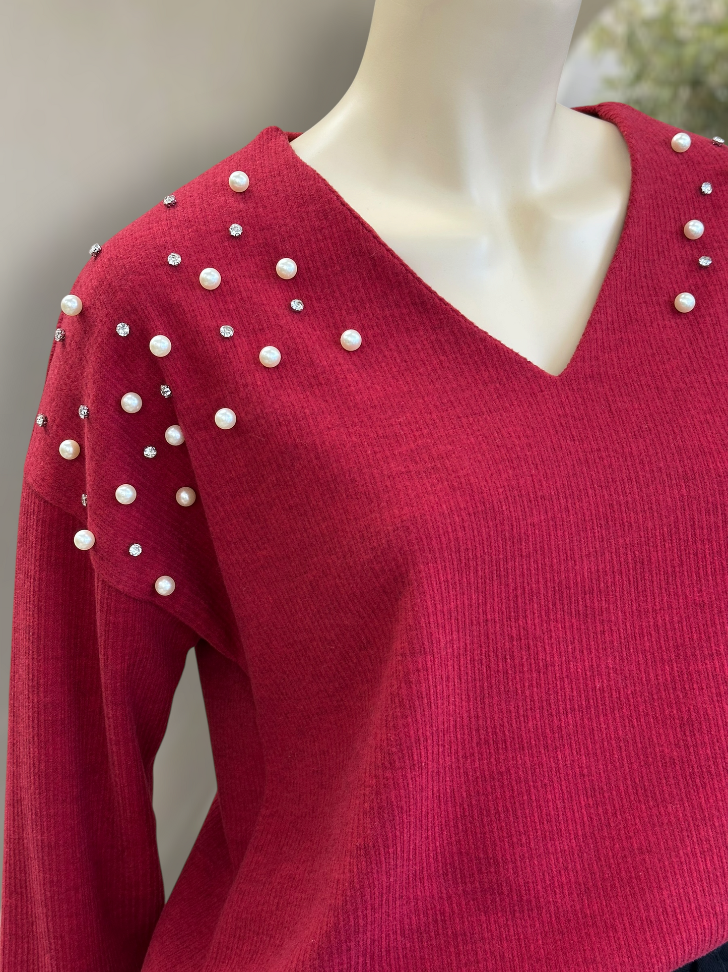 Sweater Perlas Rojo Borgoña - New Collection