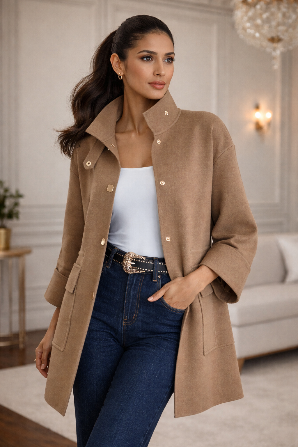 Abrigo Paño Camel Tostado