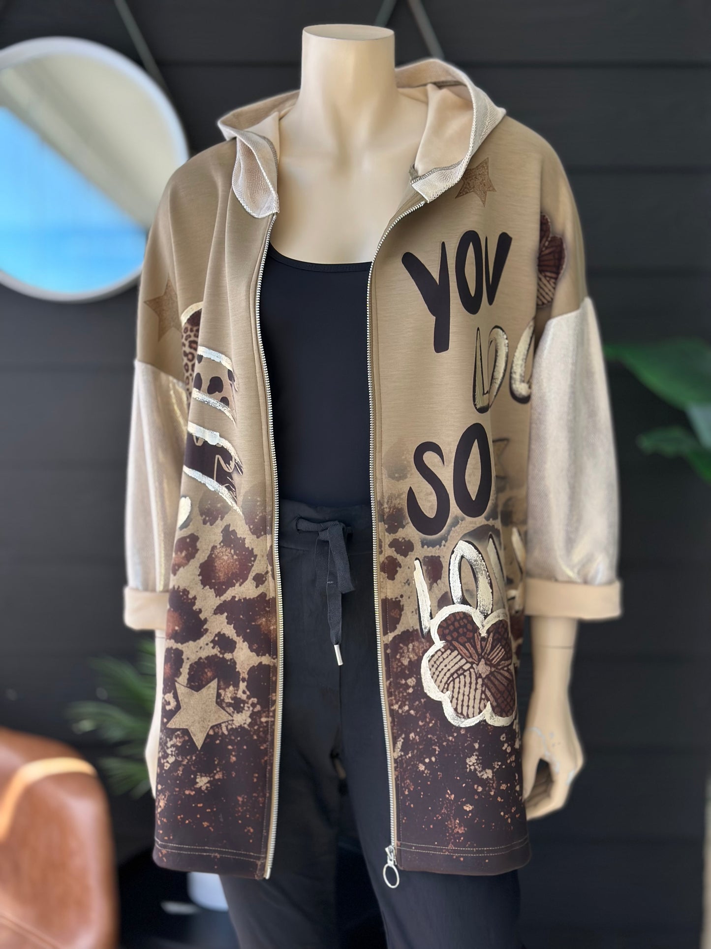 Chaqueta Print Scuba Love - Taupe
