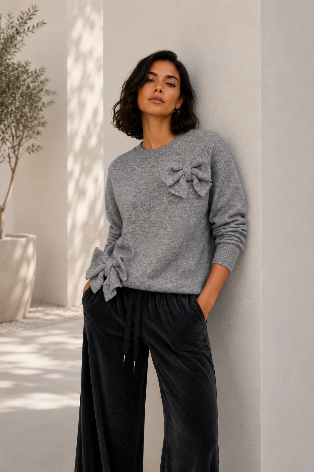 Sweater Lazos Gris