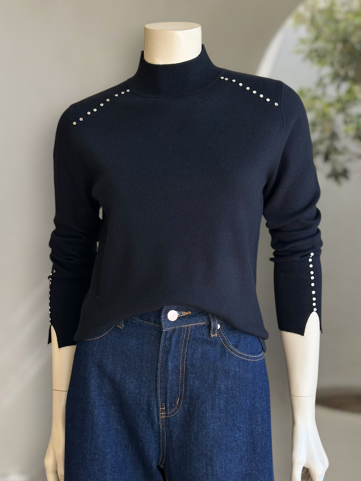 Sweater Stud Knit Negro