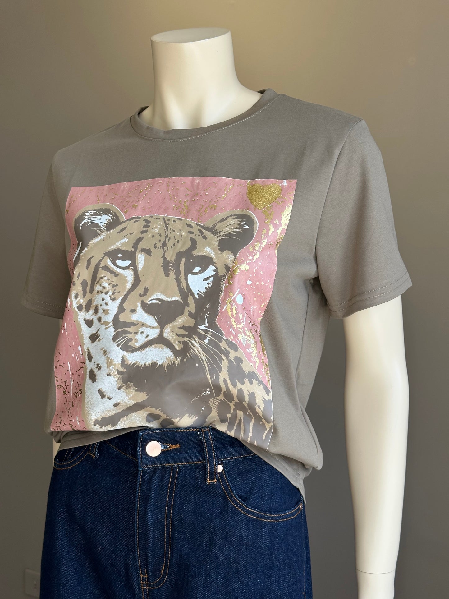 Polera Safari Print Cotton Latte