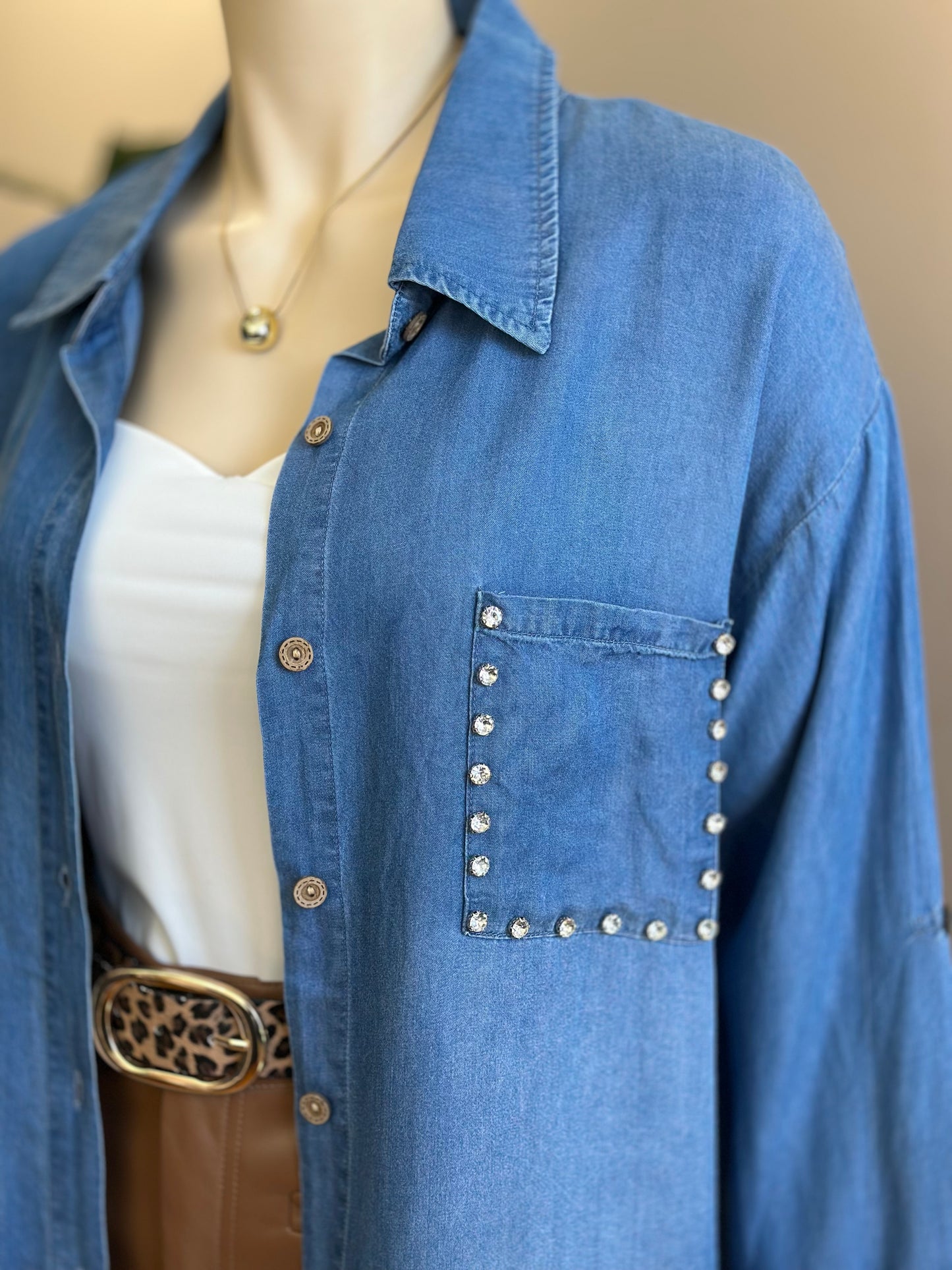 Blusón Mezclilla Azul - Diseño Italiano