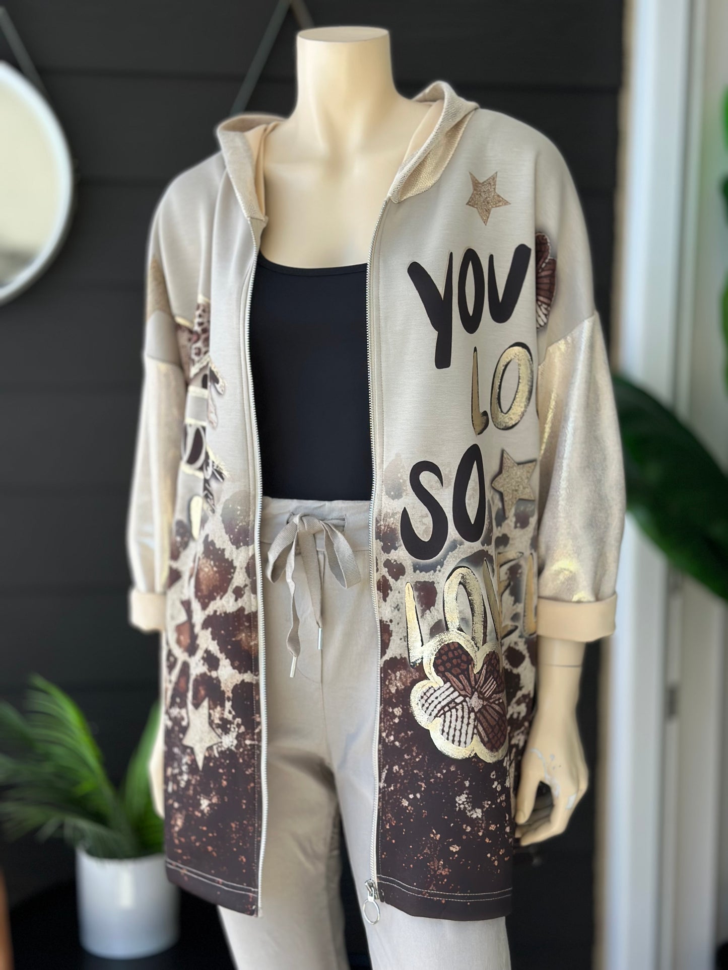 Chaqueta Print Scuba Love - Beige