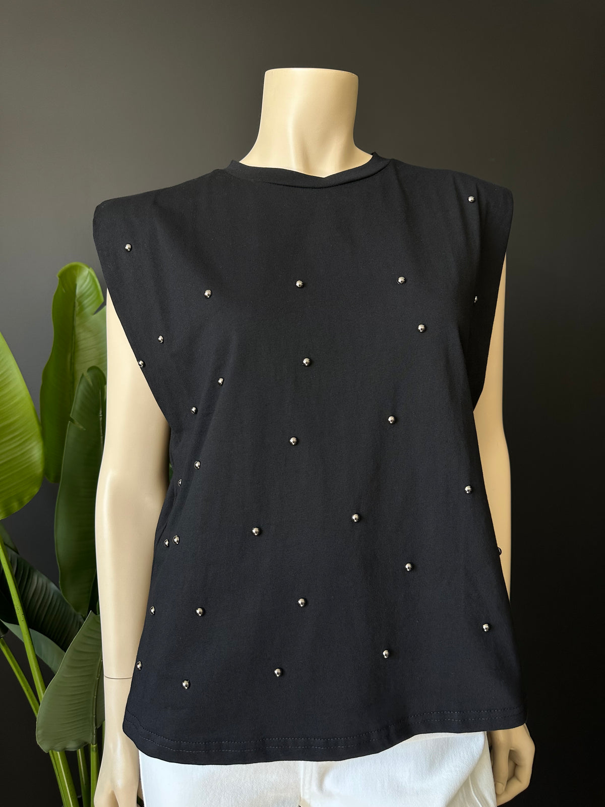 Polera con Hombreras Negro