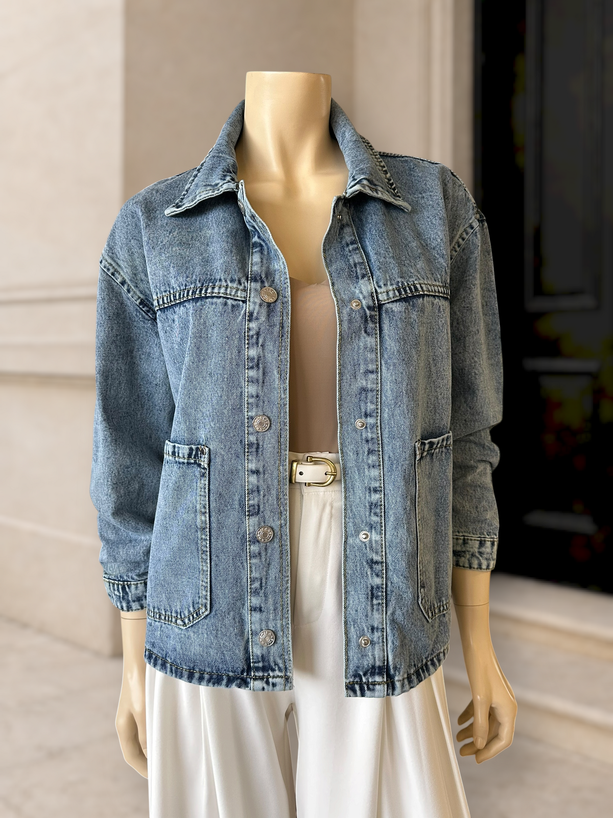 Chaqueta Denim Oversize Celeste