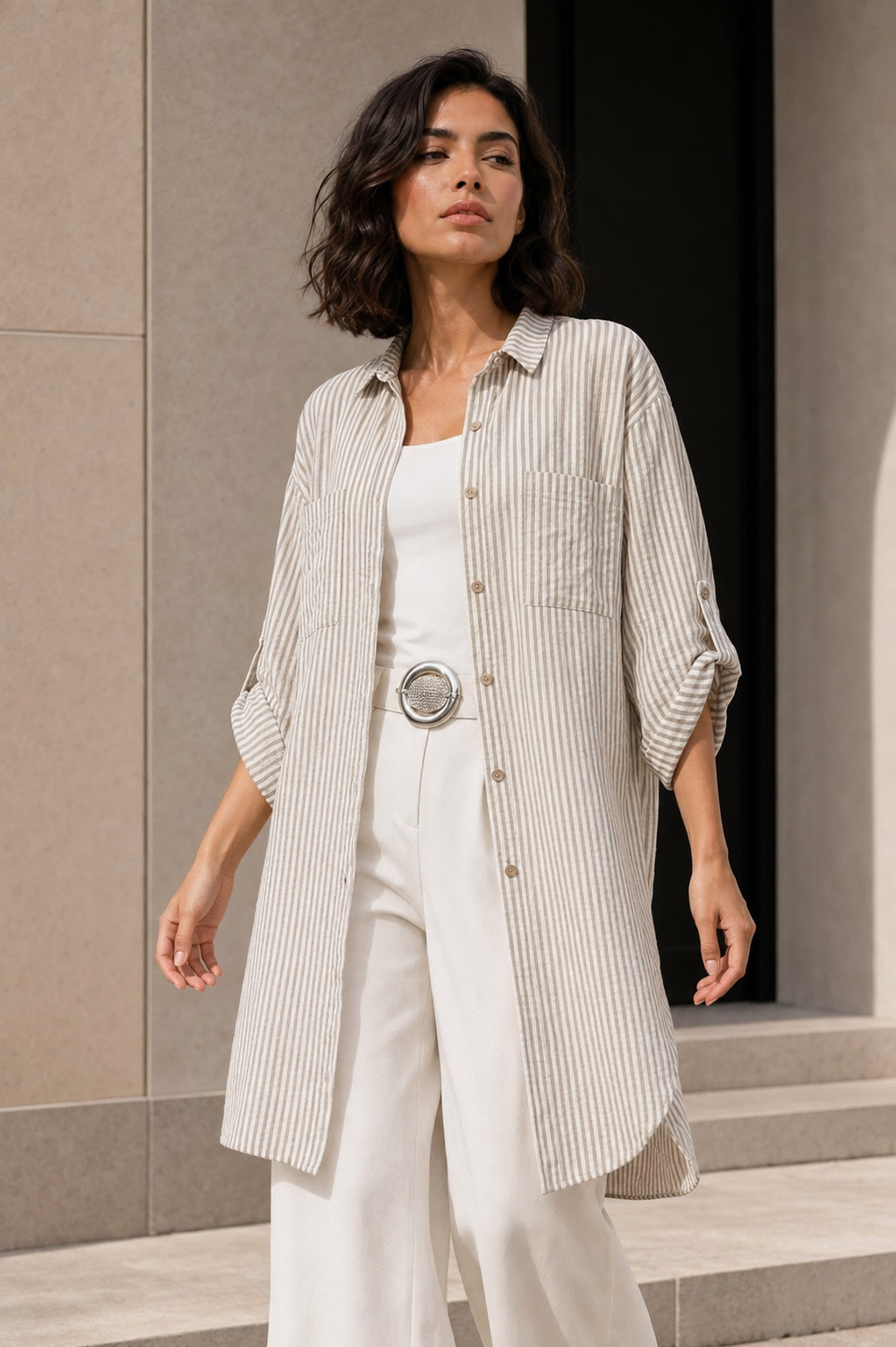 Vestido Camisero Italiano Gris