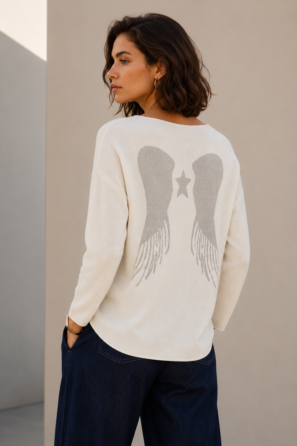 Sweater Alas Lurex Blanco