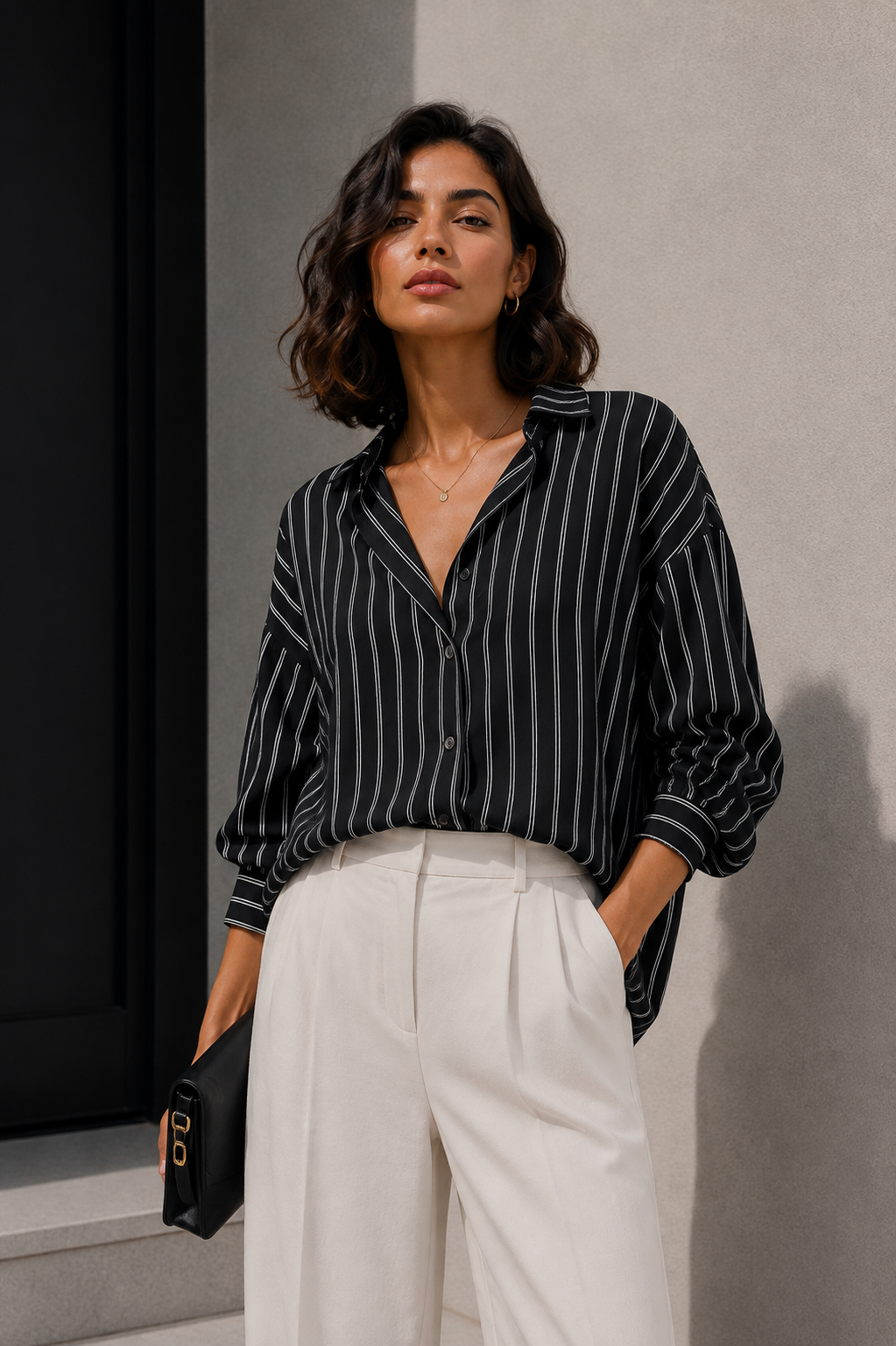 Blusa Rayas Negro
