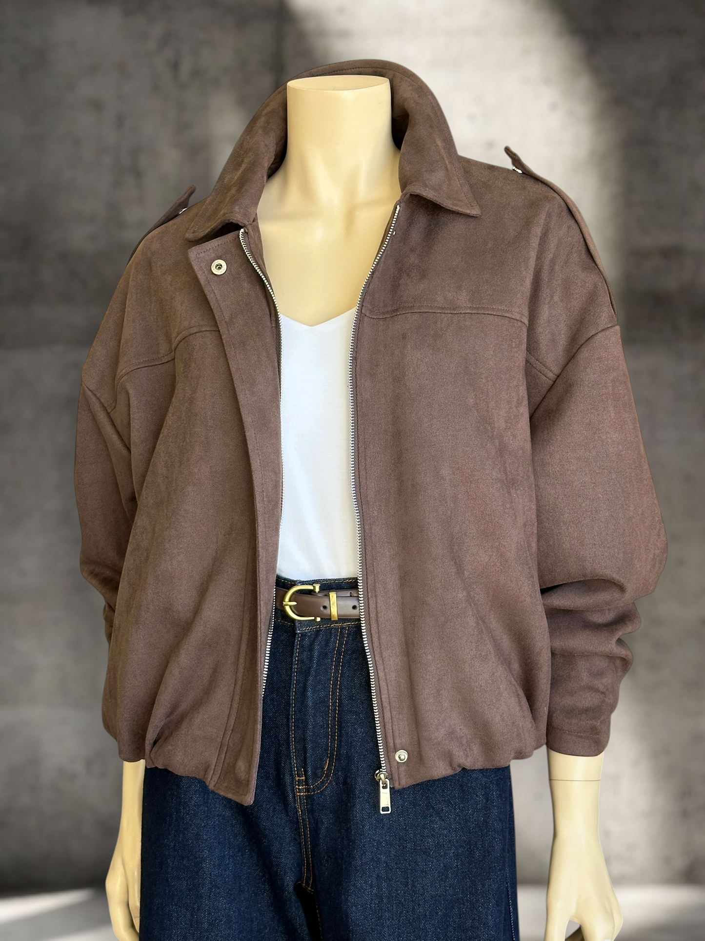 Chaqueta Roma Suede Bomber Café