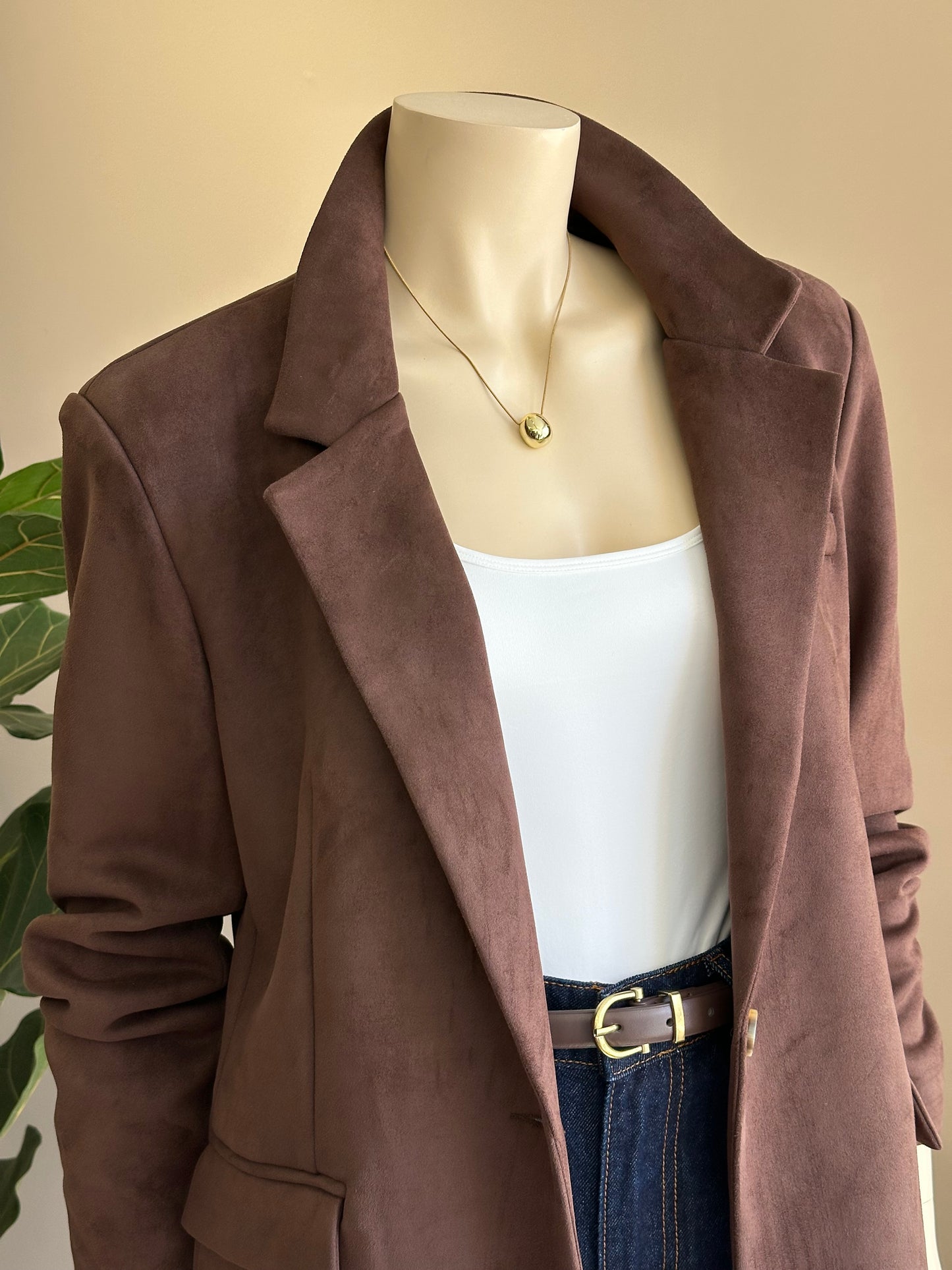 Blazer Símil Gamuza Chocolate