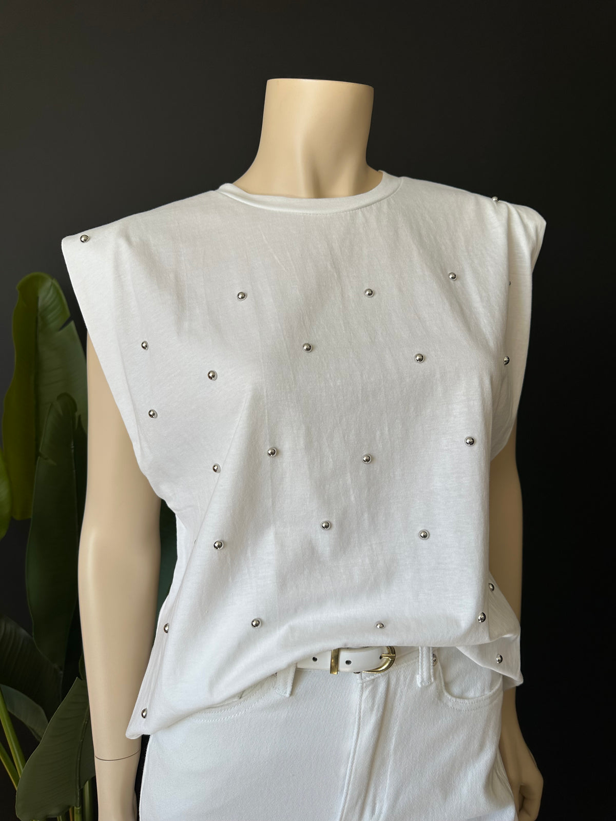 Polera con Hombreras Blanco