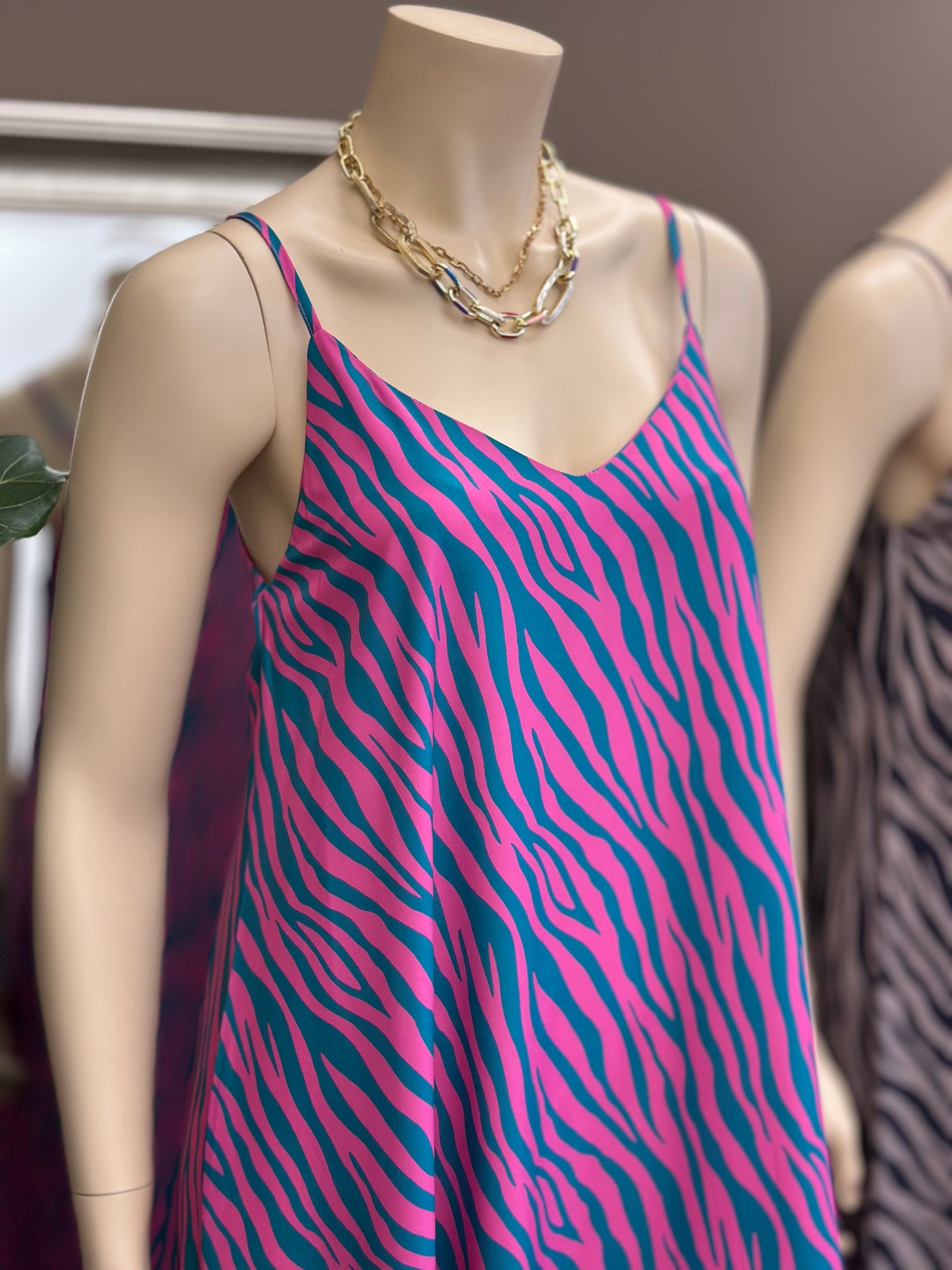 Maxi Vestido Animal Print Magenta Mix
