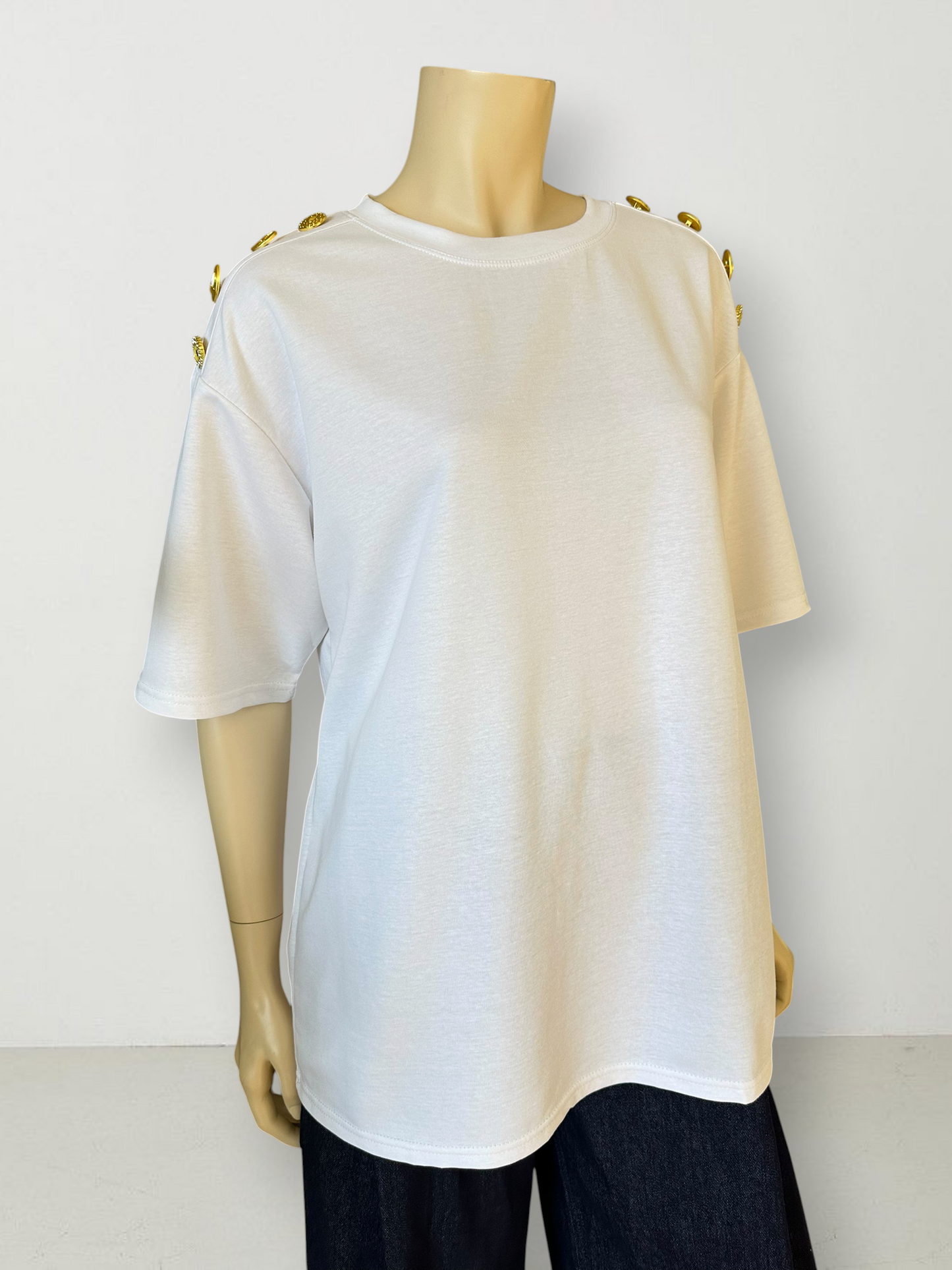 Polera Oversize Botones Blanco
