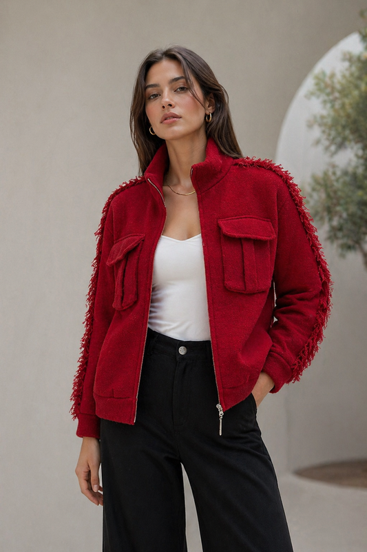 Chaqueta Milano Fringe Rojo
