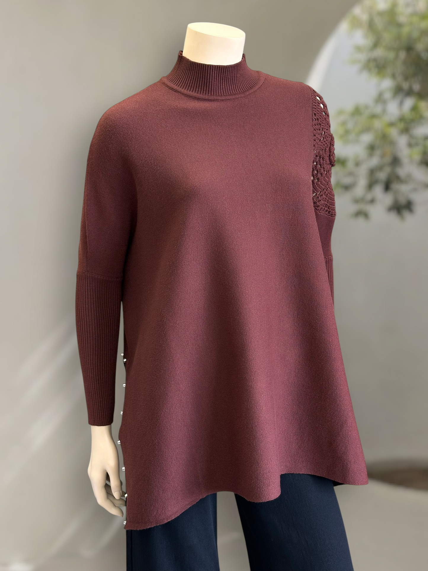 Sweater Poncho Camelia Café