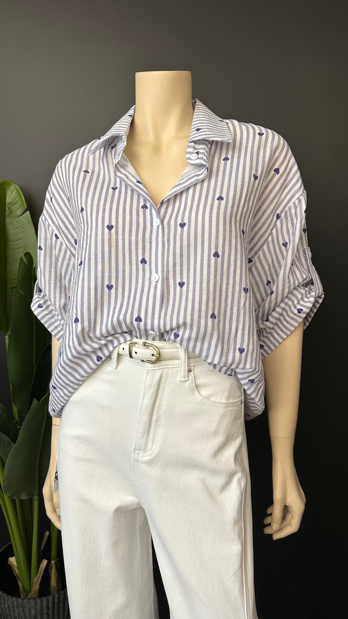 Blusa Rayas & Corazones Azul