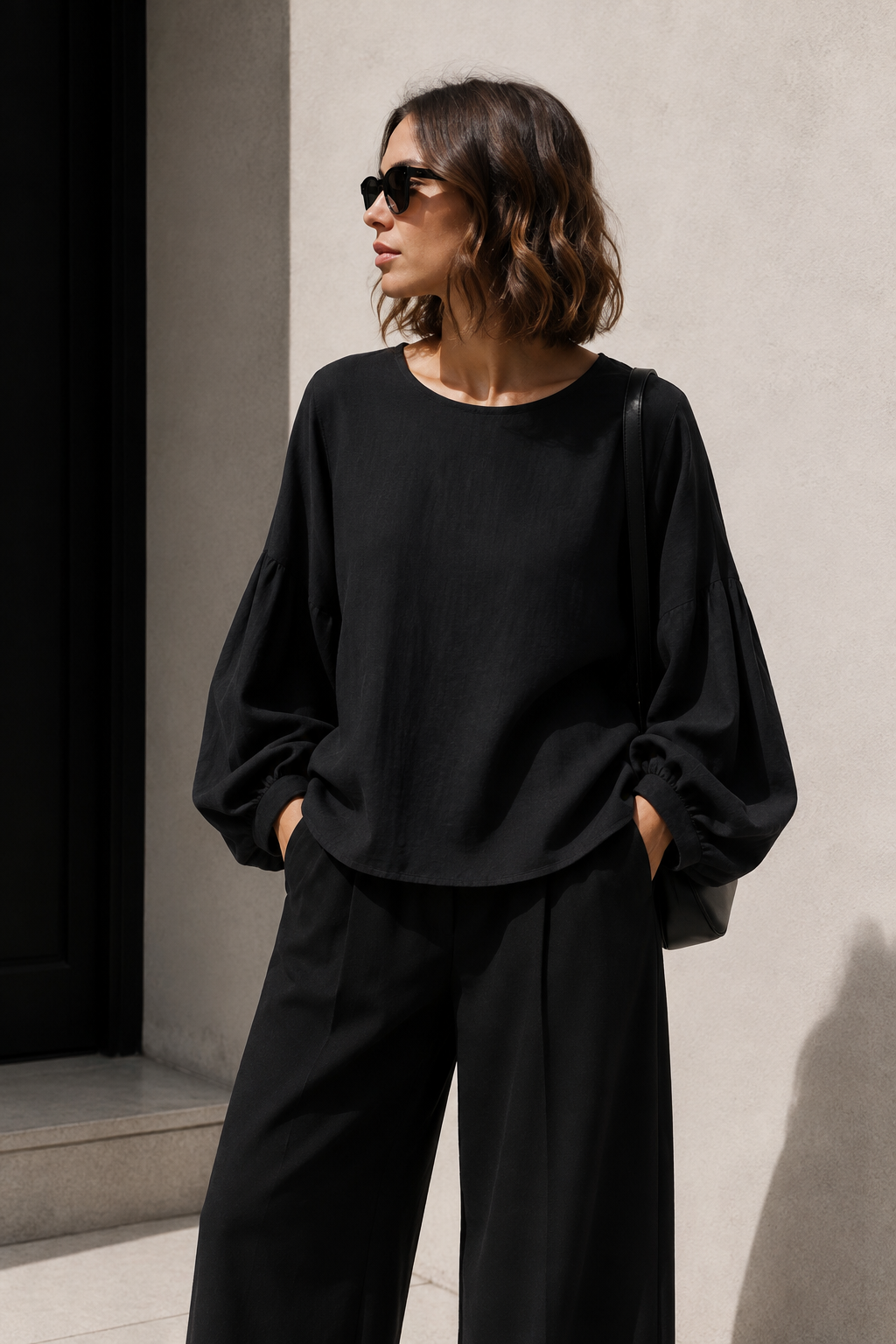 Blusa Símil Lino Negro