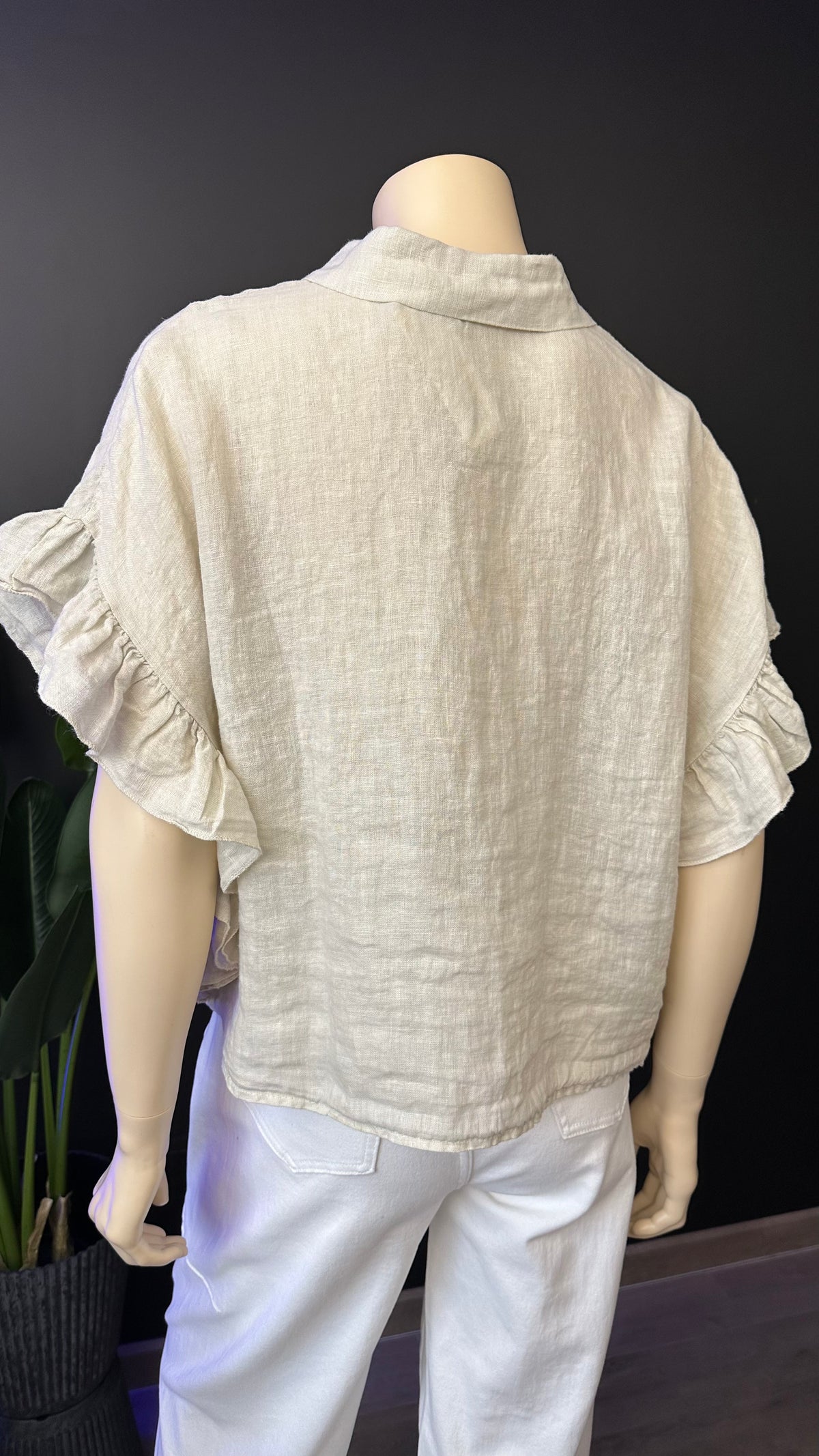 Blusa Italiana 100% Lino con Vuelos Arena