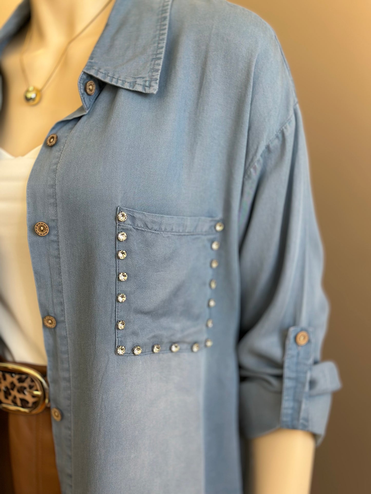 Blusón Mezclilla Celeste - Diseño Italiano