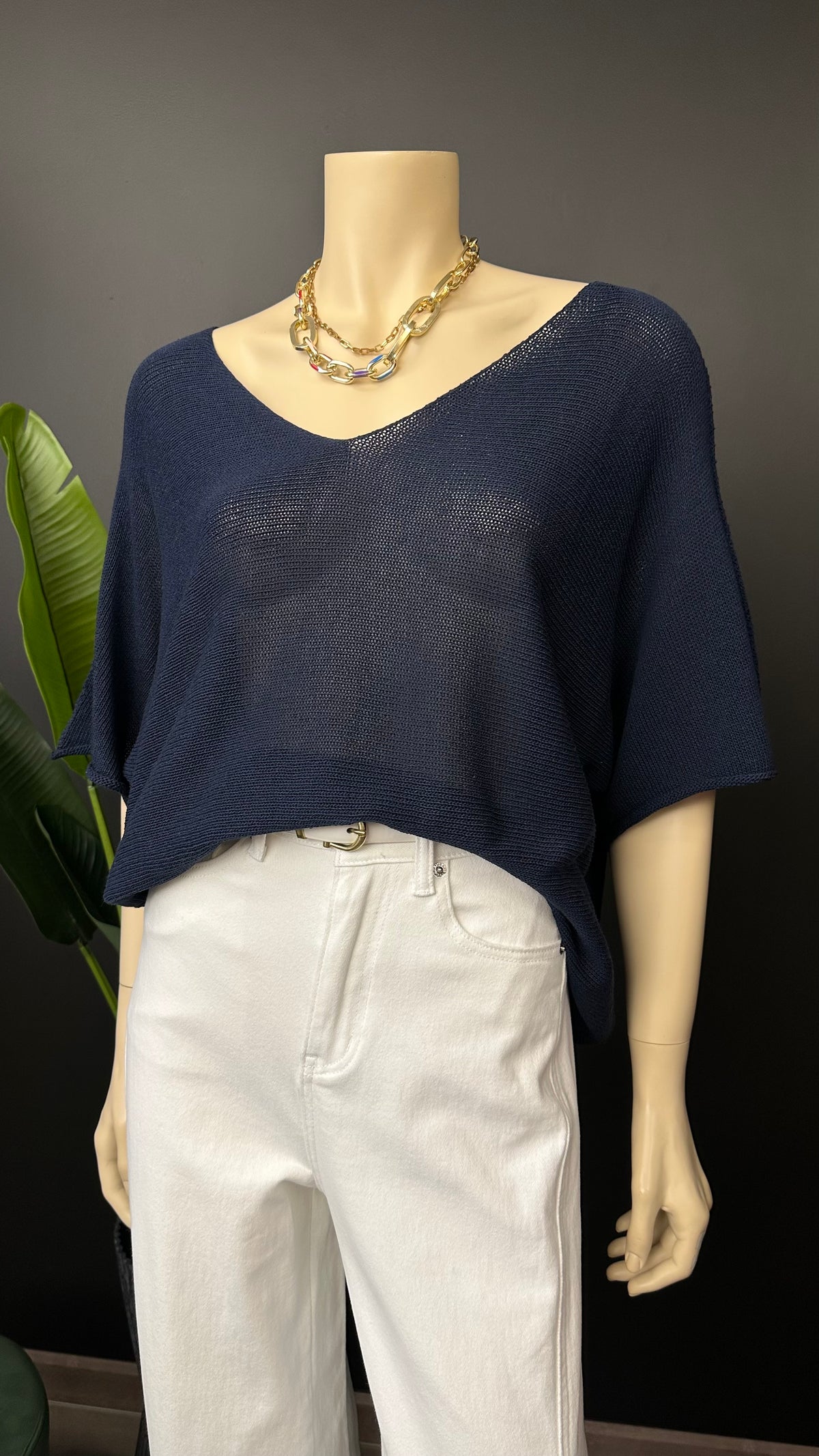 Tejido Hilo Italiano Oversize Azul