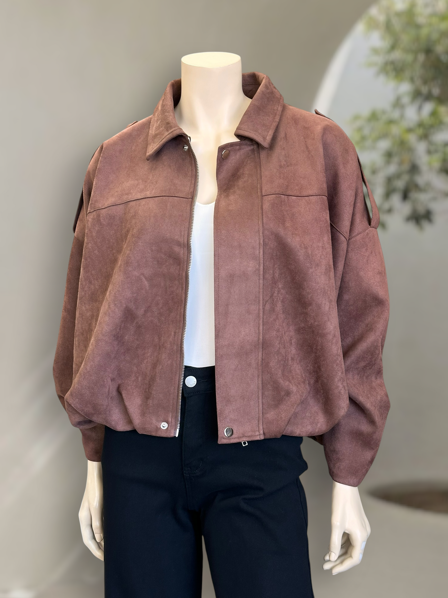 Chaqueta Suede Oversize Café