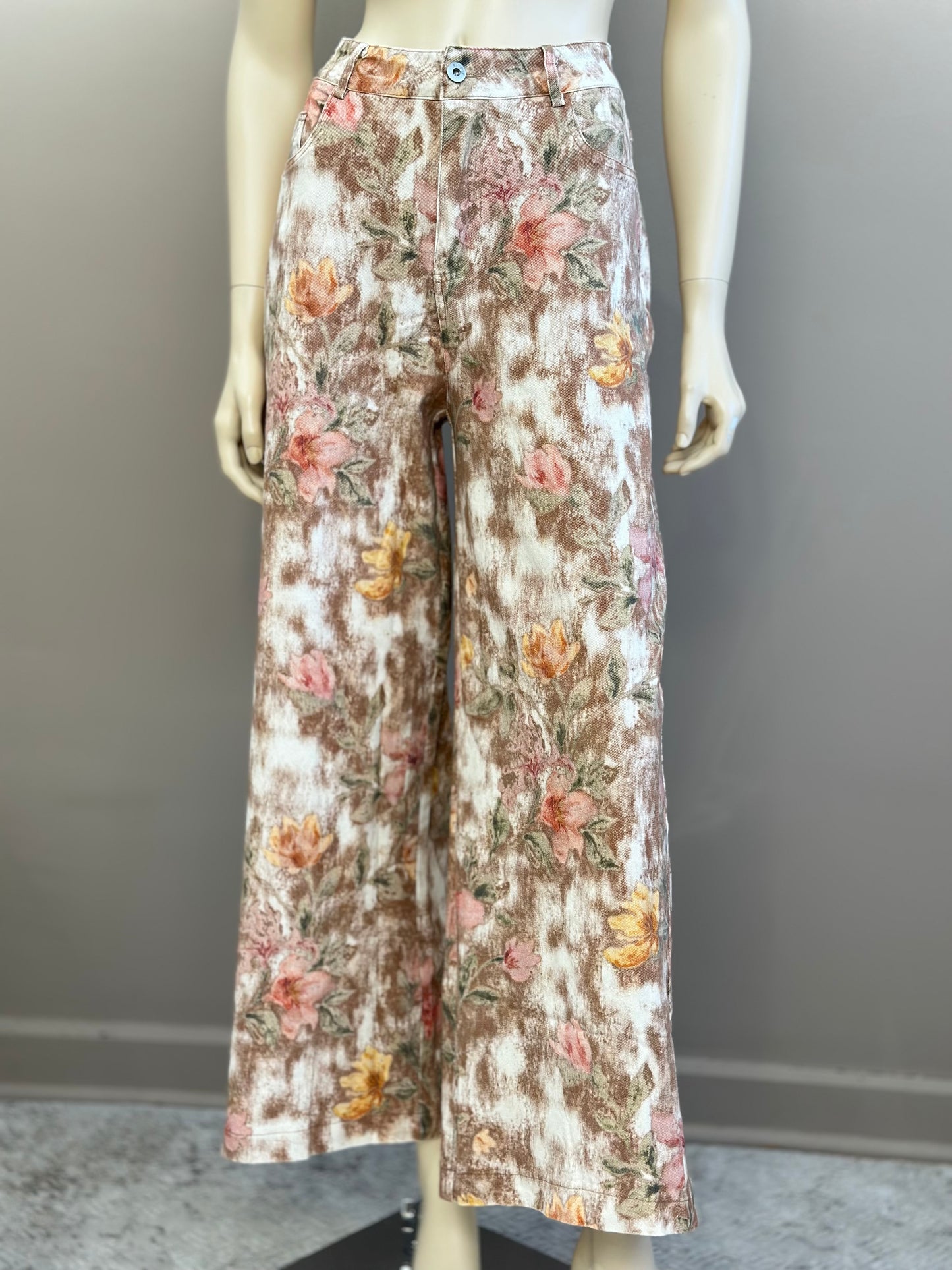 Jeans Moda Italia Floral - Mezclilla Elasticada