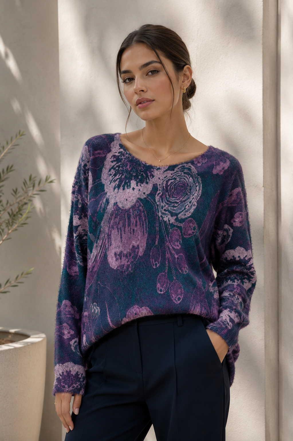 Sweater Tipo Angora Bloom Malva
