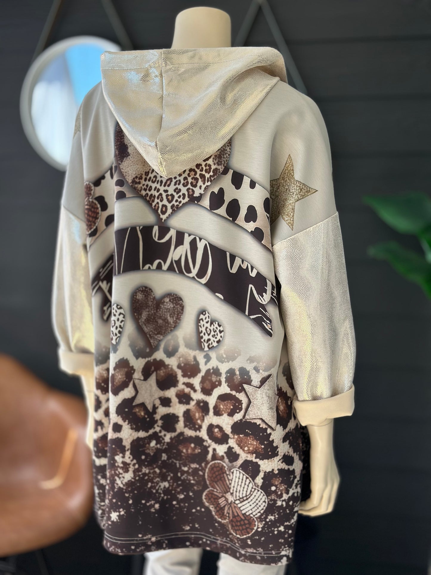 Chaqueta Print Scuba Love - Beige
