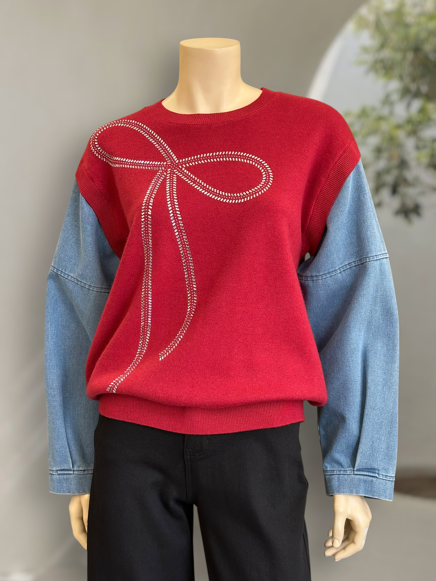 Sweater Bow Rojo Borgoña