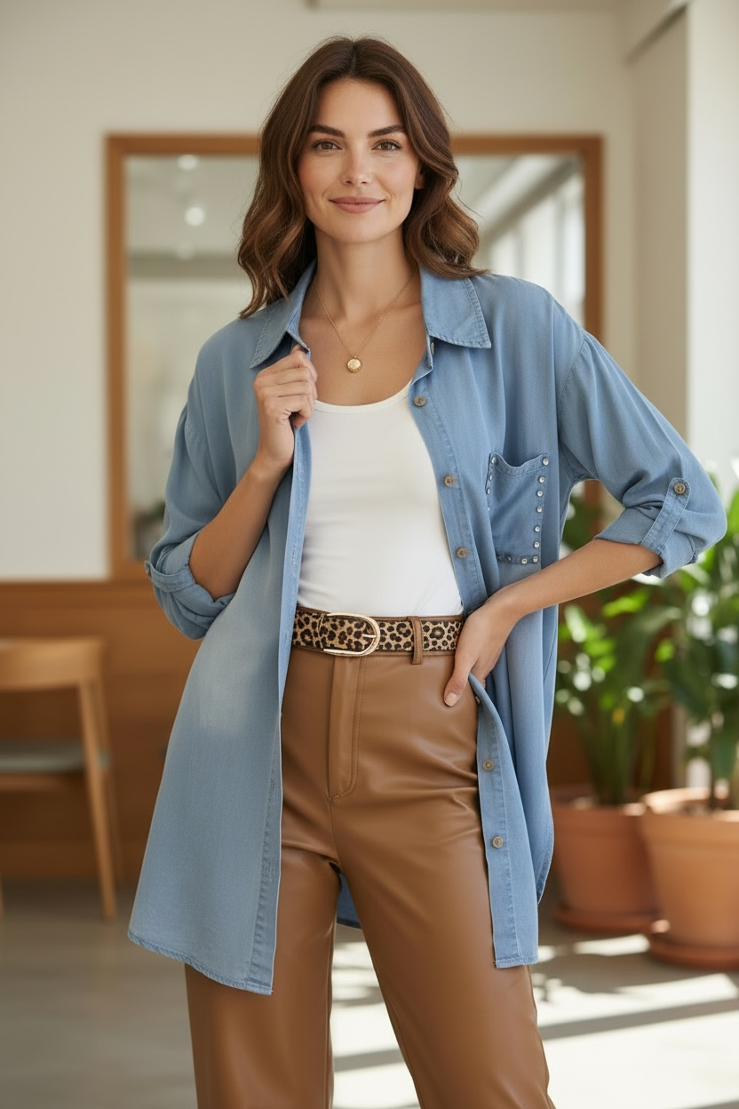 Blusón Mezclilla Celeste - Diseño Italiano