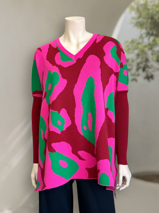 Sweater Poncho Neón Wild Rojo