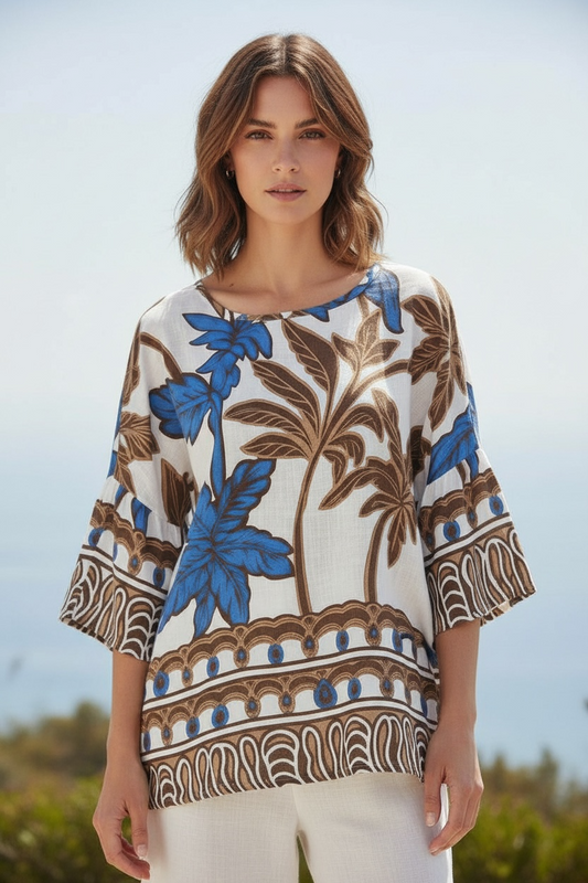 Blusón estampado Azul