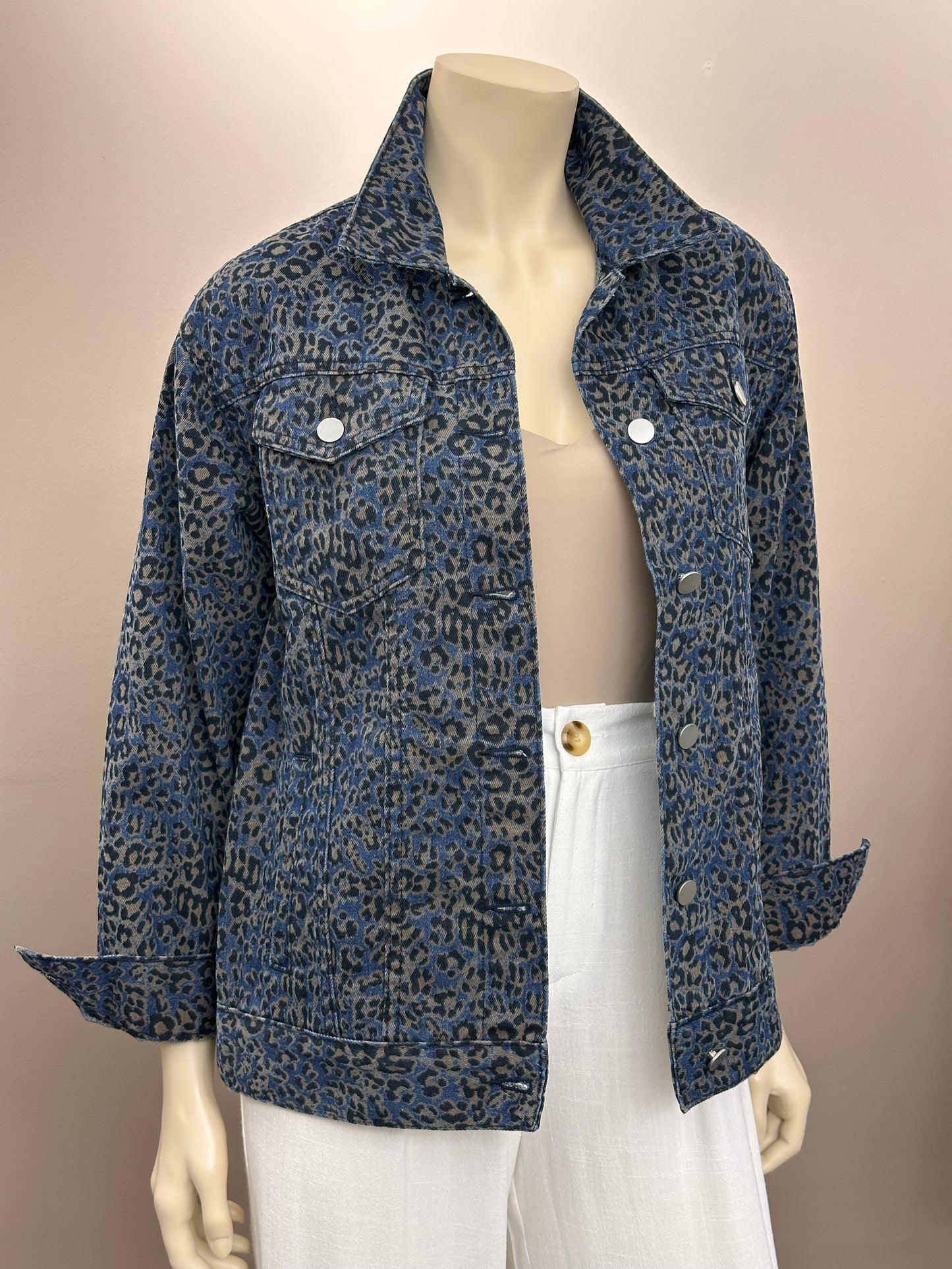 Chaqueta de Mezclilla Animal Print Azul