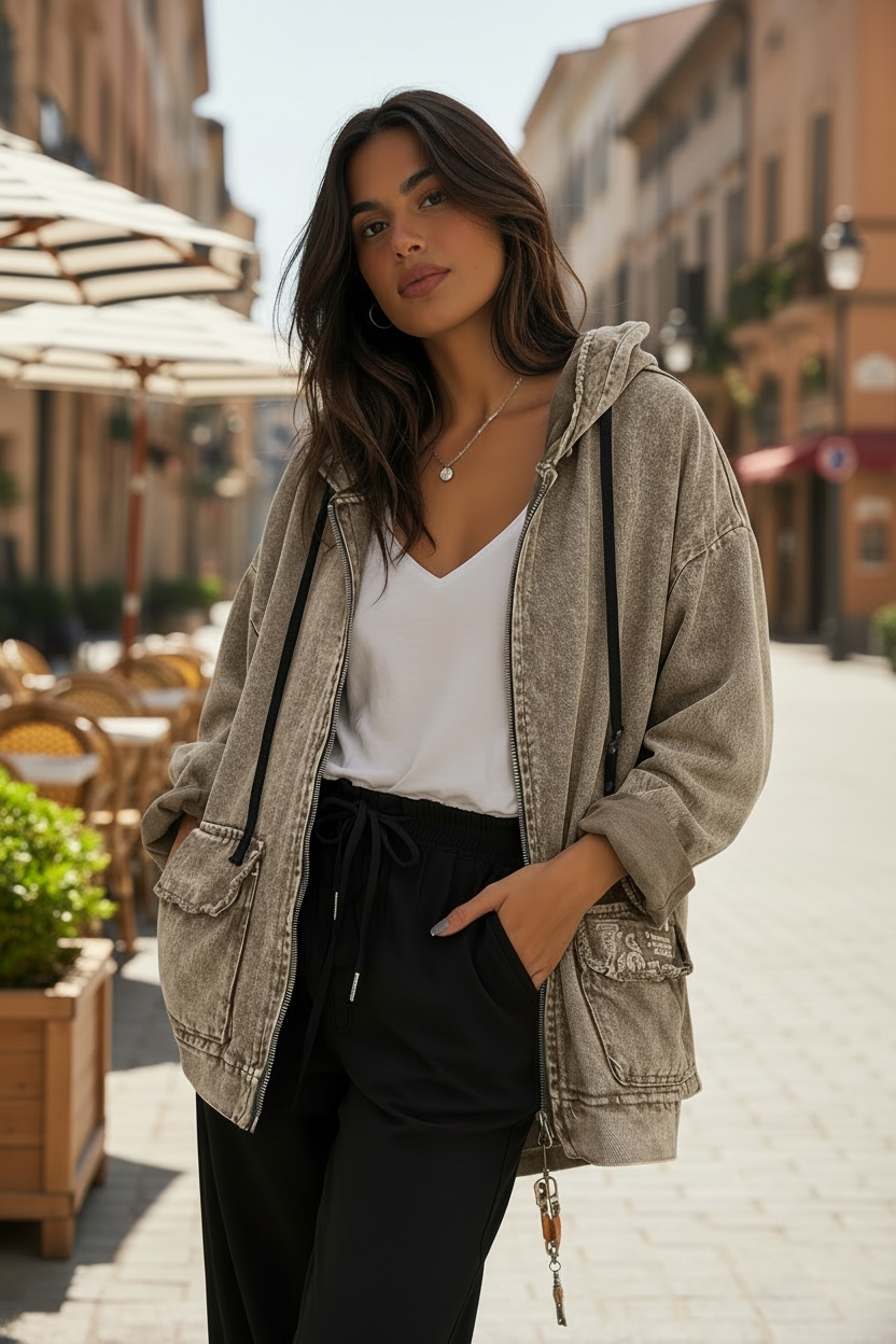 Chaqueta Denim Oversize Camel