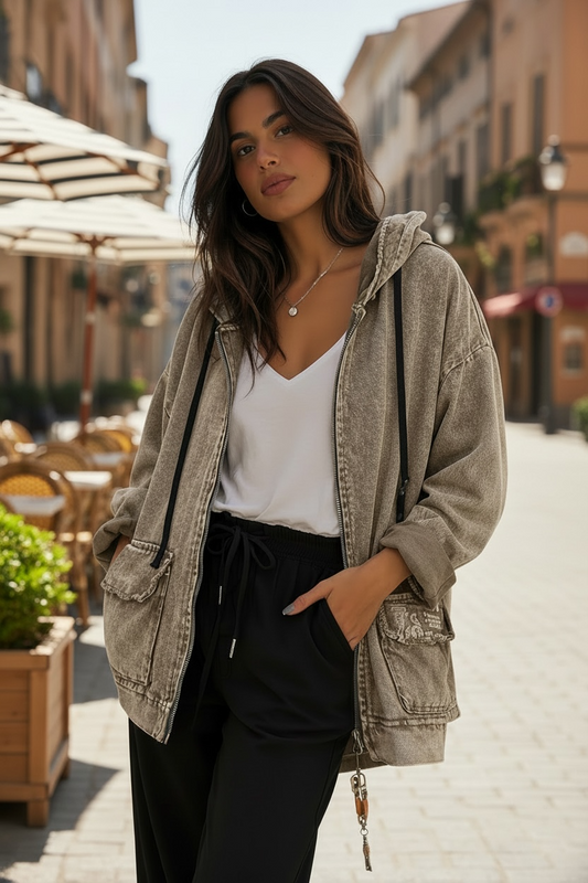 Chaqueta Denim Oversize Camel