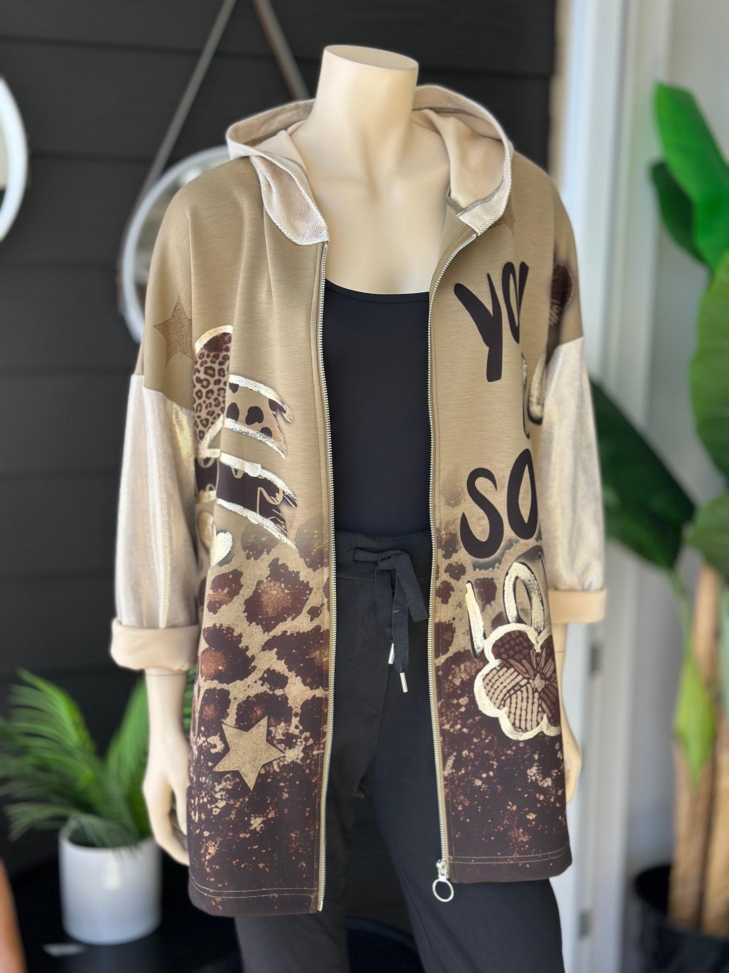 Chaqueta Print Scuba Love - Taupe