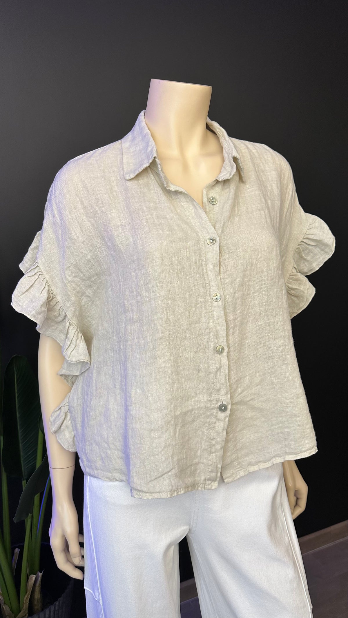 Blusa Italiana 100% Lino con Vuelos Arena