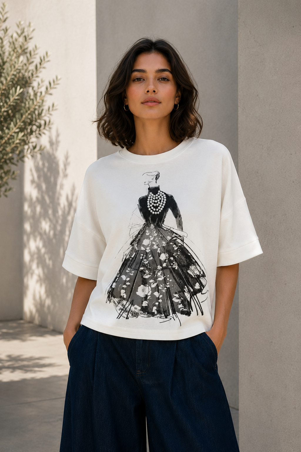 Polera Perlas Blanco