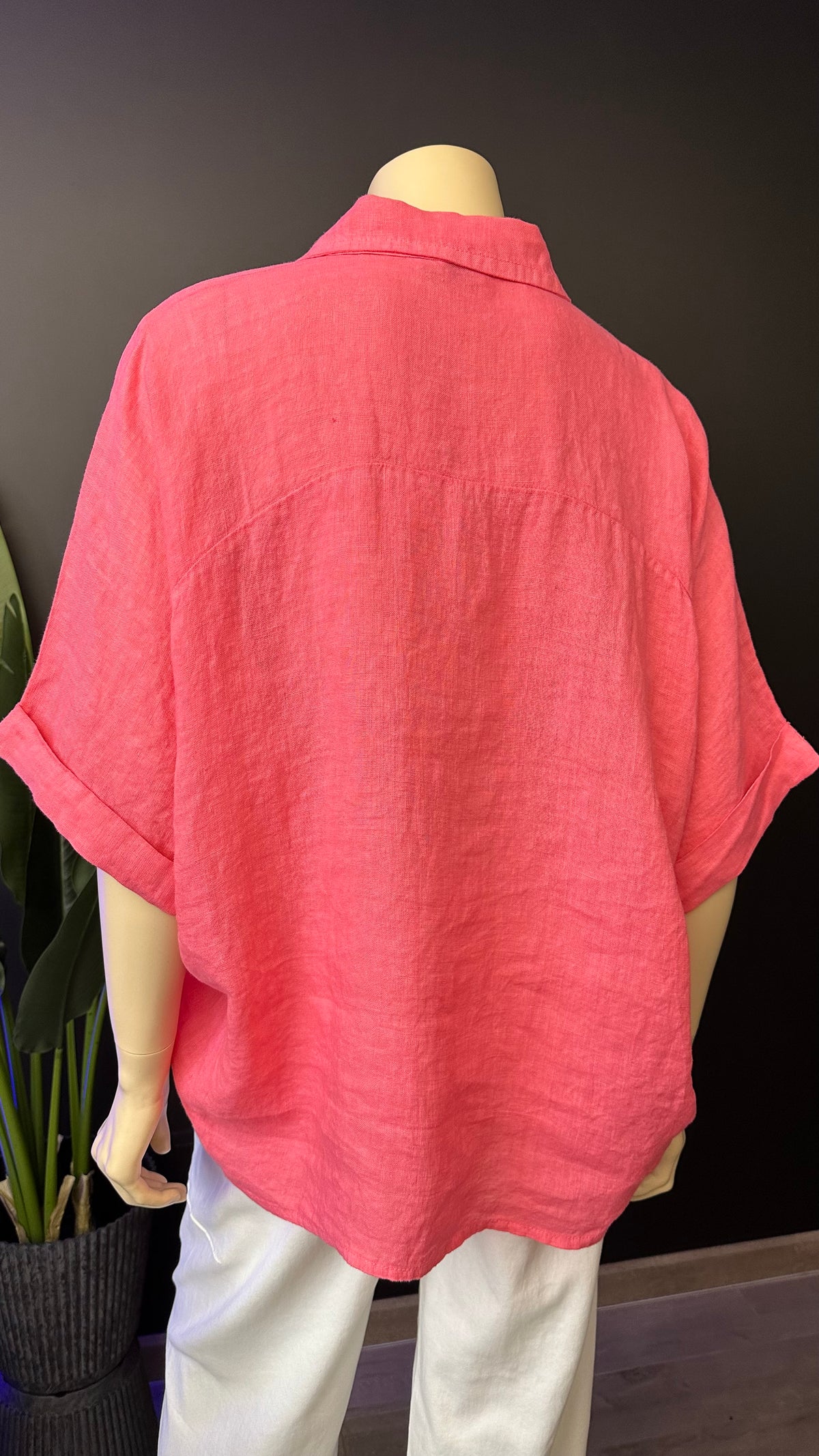 Blusa Italiana 100% Lino Oversize Coral