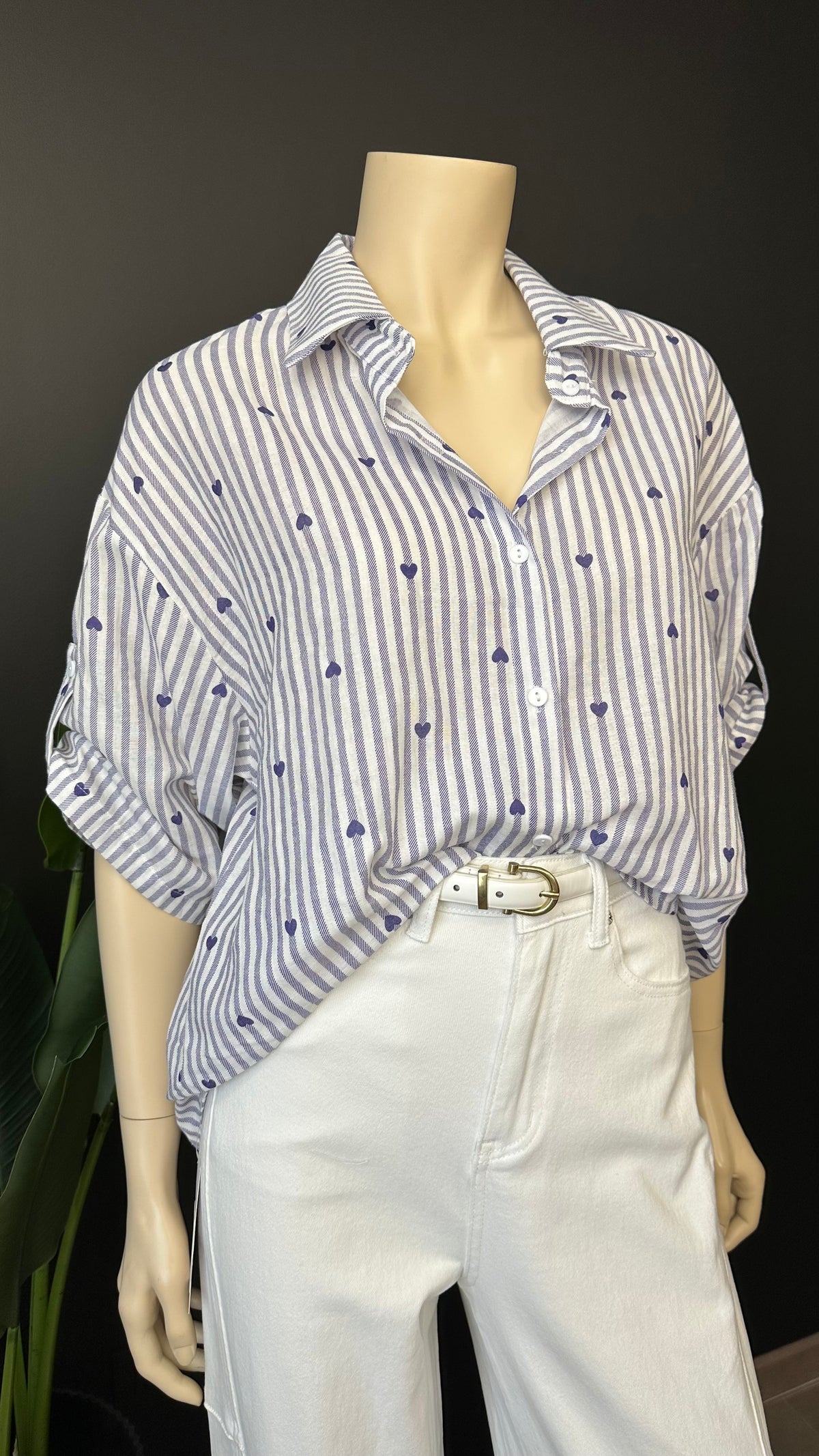 Blusa Rayas & Corazones Azul