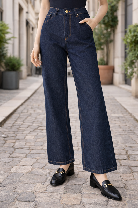 Jeans Wide Leg Dark Denim