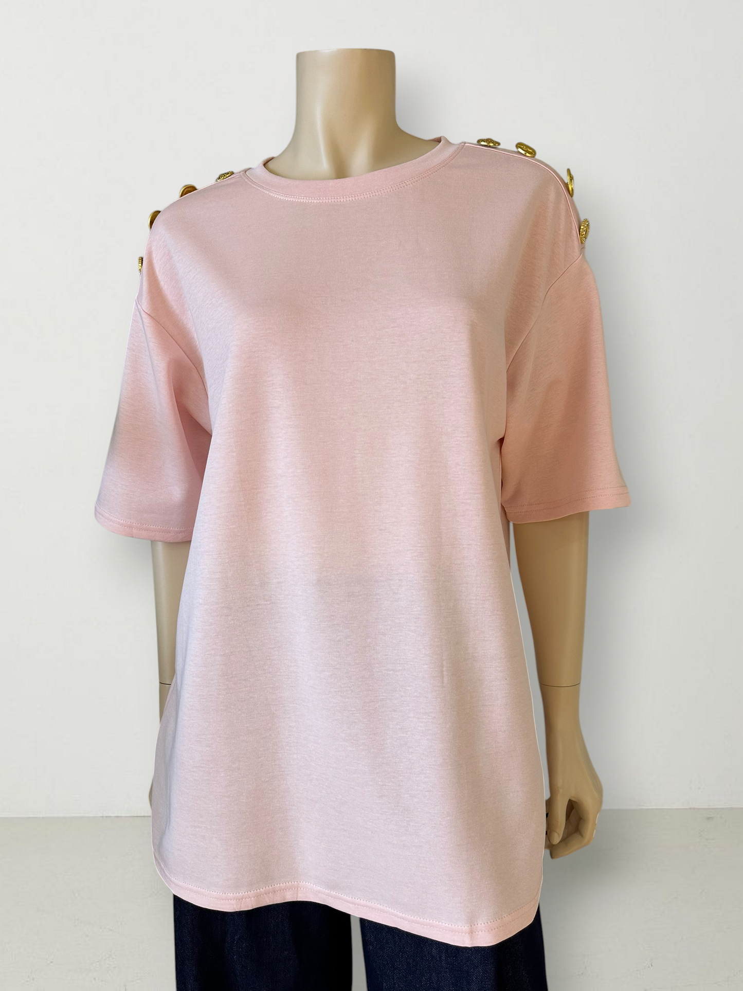 Polera Oversize Botones Rosa