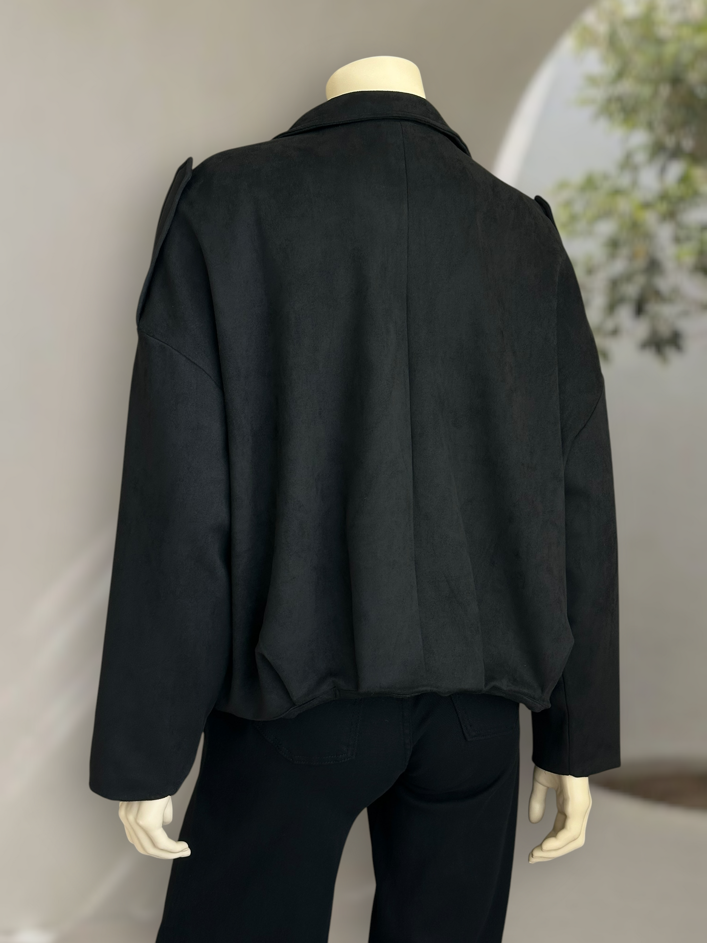 Chaqueta Bomber Suede Negro