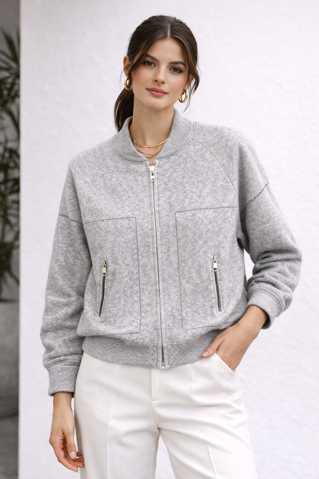 Chaqueta tipo Bomber Gris